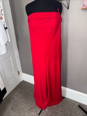 Strapless Red Women's Jumpsuit